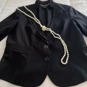 WHBM Black Jacket with Ribbon Trim!  Size 10 EUC